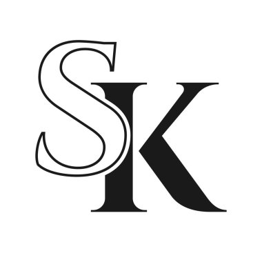İlk harf SK, KS logo tasarım şablonu. İş ve şirket kimliği için monogram Letter SK logo tasarım vektör şablonu