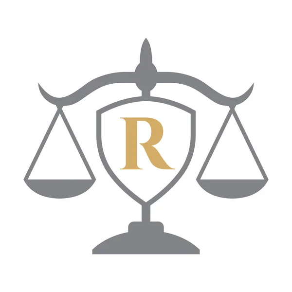 Kalkan Şaretli Harfi Üzerinde Hukuk Firması Logosu Tasarımı Hukuk Logosu — Stok Vektör