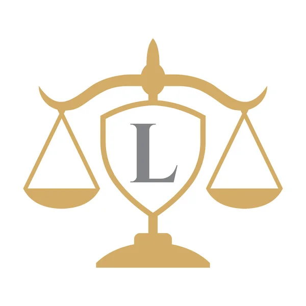 Kalkan Şaretli Harfi Üzerinde Hukuk Firması Logosu Tasarımı Hukuk Logosu — Stok Vektör