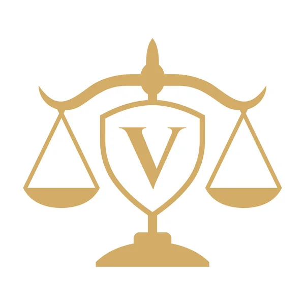 Law Firm Logo Design Letra Com Sinal Escudo Logotipo Lei — Vetor de Stock