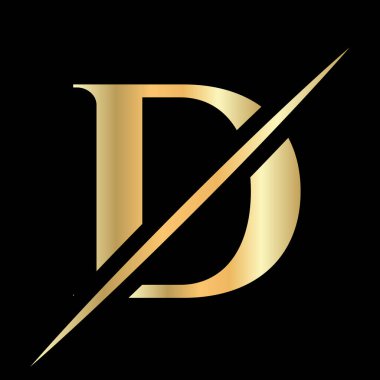 İlk Monogram D Logo Tasarımı Güzellik, Kraliyet Tabelası, Lüks ve Moda, Spa Şirketi Vektör Şablonu. Lüks Alfabe D Logosu Altın Renk Sembolü