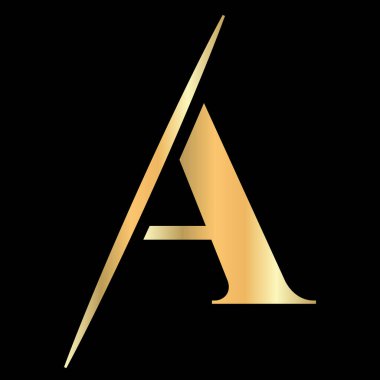 İlk Monogram A Logosu Güzellik, Kraliyet Tabelası, Lüks ve Moda, Spa Şirketi Vektör Şablonu. Lüks Alfabe Bir Logo Altın Renk Sembolü