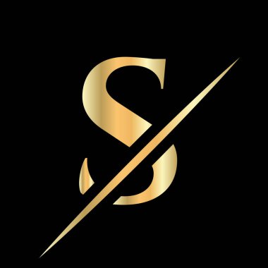 Güzellik, Kraliyet Tabelası, Lüks ve Moda için S Logosu Baş harfleri, Spa Şirketi Vektör Şablonu. Lüks Alfabe S Logosu Altın Renk Sembolü