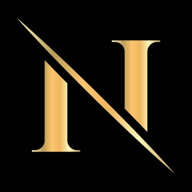 Güzellik, Kraliyet Tabelası, Lüks ve Moda için Harf N Logosu Tasarımı Spa Şirketi Şablonu. Lüks Alfabe N Logosu Altın Renk Sembolü