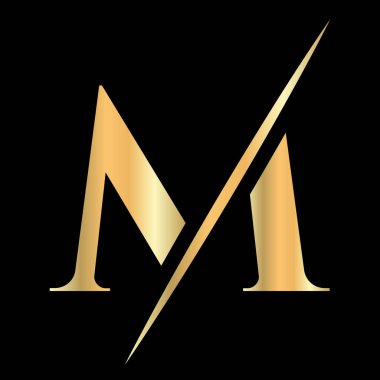 Güzellik, Kraliyet Tabelası, Lüks ve Moda için M harfli baş harfli logo tasarımı, Spa Şirketi Vektör Şablonu. Lüks Alfabe M Logosu Altın Renk Sembolü