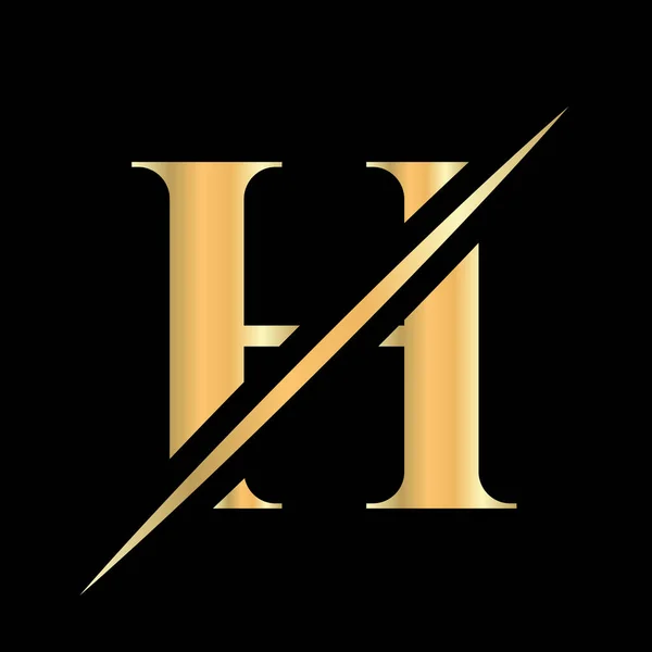 初始字母H标志设计美容 皇家标志 奢华和时尚 温泉公司病媒模板 豪华字母H标志金黄色符号 — 图库矢量图片
