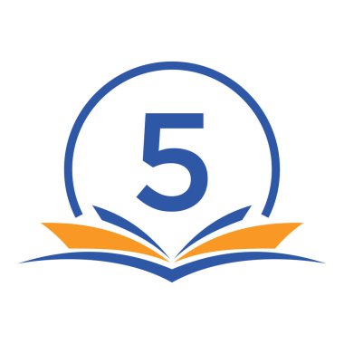 Harf 5 Eğitim Logosu Konsepti. Eğitim Kariyeri İşareti, Üniversite, Akademi Mezuniyet Logosu Şablonu Tasarımı