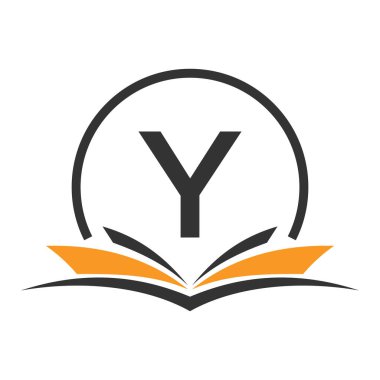 Y harfi eğitim logo kitabı kavramı. Eğitim Kariyeri İşareti, Üniversite, Akademi Mezuniyet Logosu Şablonu Tasarımı