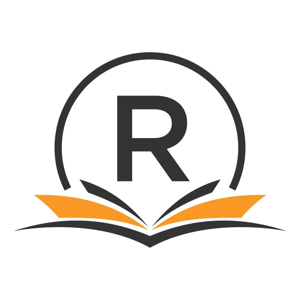 字母R教育标志书的概念 培训职业签名 学院毕业设计标志模板 — 图库矢量图片