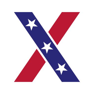 İlk harf X Amerikan İş, Şirket ve Şirket Kimliği Logosu. ABD Amerikan Logosu Harf X Vektör Şablonu