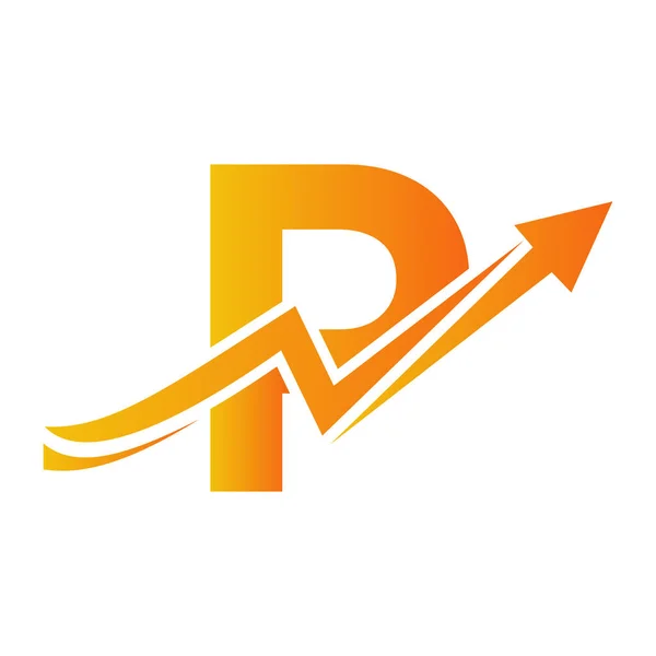Brief Financieel Logo Met Groeipijl Economy Logo Sign Alfabet Vectorsjabloon — Stockvector