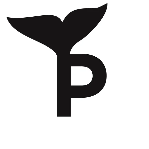 字母P鲸鱼标志设计模板矢量签名 — 图库矢量图片