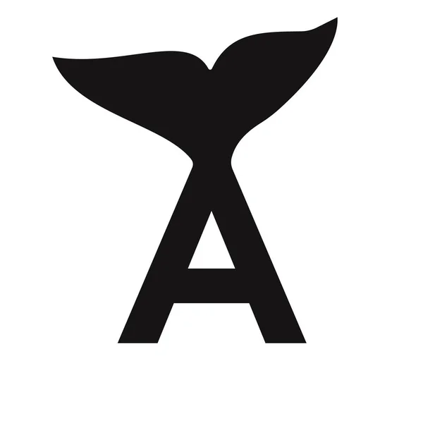 Lettre Signe Vectoriel Modèle Conception Logo Baleine — Image vectorielle