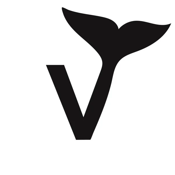 字母V鲸鱼标志设计模板矢量签名 — 图库矢量图片