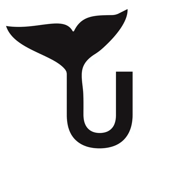 字母U鲸鱼标志设计模板矢量签名 — 图库矢量图片