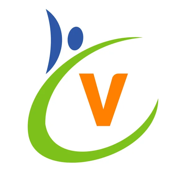 Logotipo Saúde Humana Letra Carta Logotipo Cuidados Saúde Modelo Logotipo — Vetor de Stock
