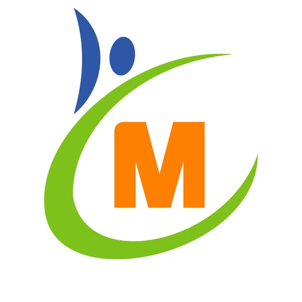Логотип Здоров Людини Листі Лист Логотип Охорони Здоров Біо Знак — стоковий вектор
