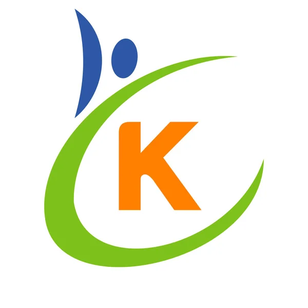 人类健康标志字母K保健标志字母K 生物签名医疗标识模板向量 — 图库矢量图片