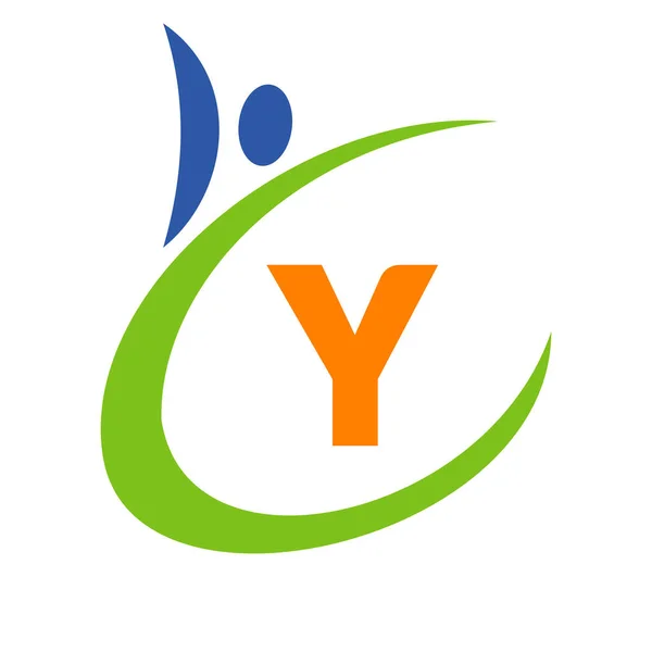 Logo Lidského Zdraví Písmeno Logo Zdravotní Péče Bio Podepsat Lékařský — Stockový vektor