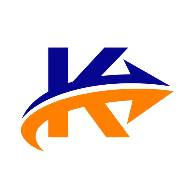 K Harfi Finansal Logo Konsepti Büyüme Oku İşareti. Ekonomik Gelişim Logosu Sembol Vektör Şablonu