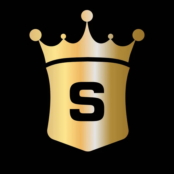 Буква Crown Shield Logo Vector Template Luxury Concept Symbol — стоковый вектор
