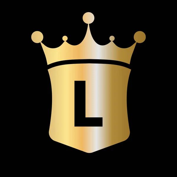Carta Crown Shield Logo Vector Template Com Conceito Luxo Símbolo — Vetor de Stock