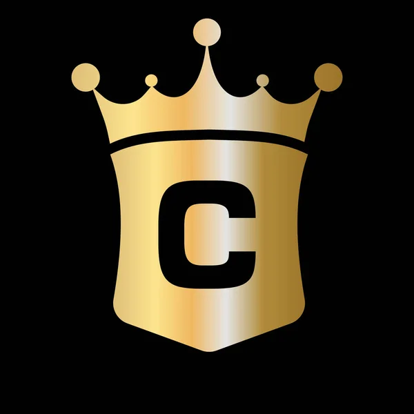 Carta Corona Escudo Logo Vector Plantilla Con Símbolo Concepto Lujo — Vector de stock