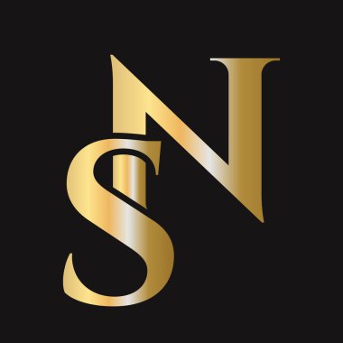 İlk harf SN, NS logo tasarım vektör şablonu. Monogram SN logotip lüks sembol