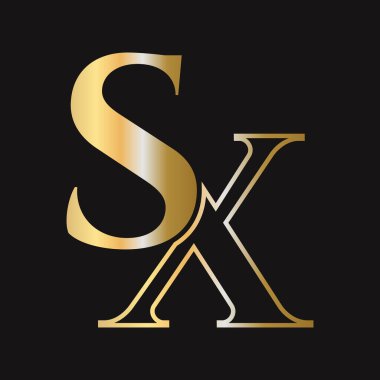 İlk harf SX, XS logo tasarım vektör şablonu. Monogram SX logot tipi lüks sembol