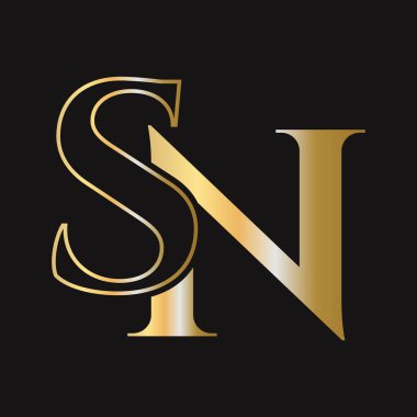 İlk harf SN, NS logo tasarım vektör şablonu. Monogram SN logotip lüks sembol