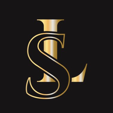 İlk harf SL, LS logo tasarım vektör şablonu. Monogram SL logotip lüks sembol