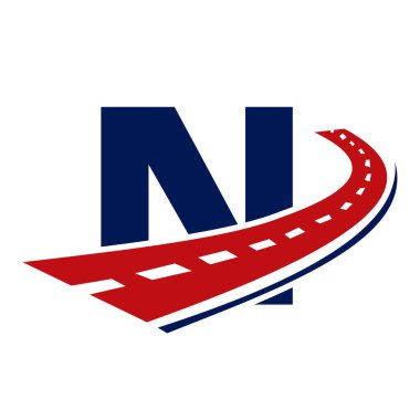 Letter N Transport Logo. N Letter Road Logo Design Transportation Sign Symbol