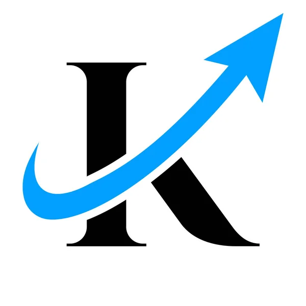 字母K财务标志 市场营销和金融业务标志 具有营销增长箭的K金融标志模板 — 图库矢量图片