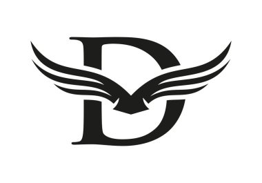 D Kanadı Logo Tasarımı. İlk Uçan Kanat D Logosu. D Harfi Kanat Sembol Kavramı