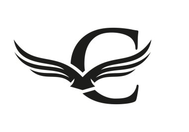 C Kanadı Logo Tasarımı. İlk Uçan Kanat C Mektup Logosu. C Harfi Kanat Sembol Kavramı