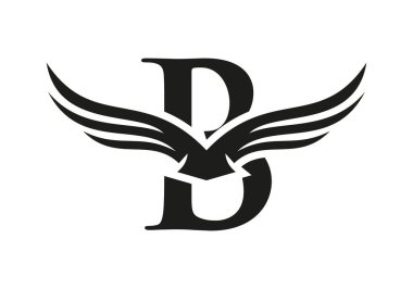 B Kanadı Logo Tasarımı. İlk Uçan Kanat B Mektup Logosu. Harf B Kanatları Sembol Kavramı