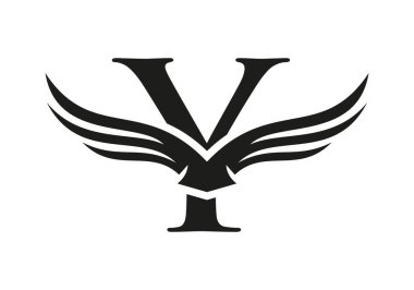 Y Kanadı Logo Tasarımı. İlk Uçan Kanat Y Mektup Logosu. Y Harfi Kanatları Sembol Kavramı