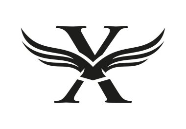 Harf X Kanat Logo Tasarımı. İlk Uçan Kanat X Harf Logosu. Harf X Kanatları Sembol Kavramı