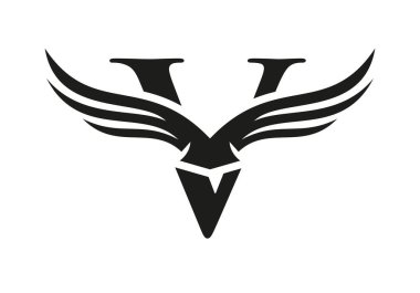V Kanadı Logo Tasarımı. İlk Uçan Kanat V Mektup Logosu. V Harfi Kanat Sembol Kavramı