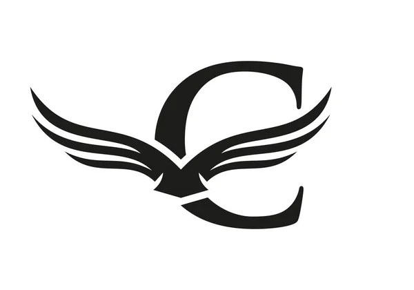 Carta Wing Logo Design Logotipo Inicial Letra Asa Voadora Carta — Vetor de Stock