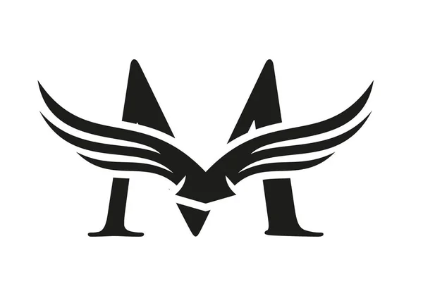 Carta Wing Logo Design Logotipo Inicial Letra Asa Voo Carta — Vetor de Stock
