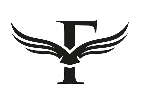 Carta Wing Logo Design Logotipo Inicial Letra Asa Voadora Carta — Vetor de Stock