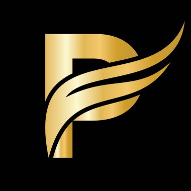 Ulaşım, Nakliye, Ulaşım Logosu Vektör Şablonu için P Kanadı Logosu