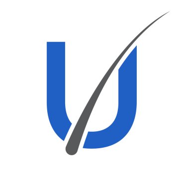 U harfi vektör şablonundaki saç tedavi logosu. Dermatoloji logosu tasarımı, saç bakımı. Kepek önleyici şampuan için ikon. Kepeğe karşı yağ tasarımı