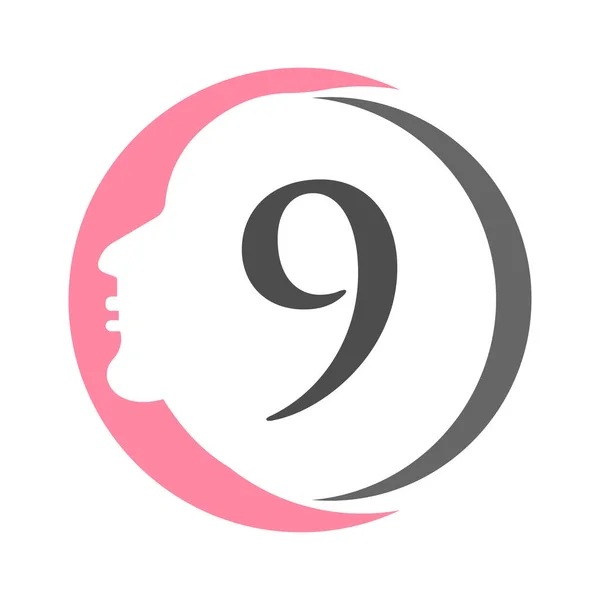 手紙9スパ ビューティーロゴテンプレート アイコン ブランド アイデンティティ 女性のシンボルに使用される美容女性のロゴ — ストックベクタ