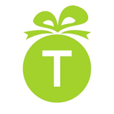 T harfi hediye kutusu logosu. Giftbox Simgesi Kutlama Logo Elemanı Şablonu