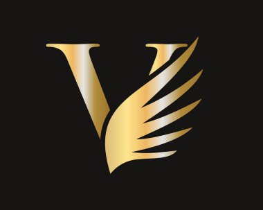 V Harfi Taşımacılık Logosu Tasarımı. İlk Uçan Kanat V Mektup Logosu. V harfi logosu ve kanatları kavramı