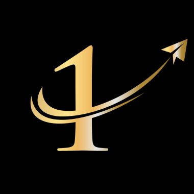 Harf 1 Seyahat Logo Vektör Şablonu. Harf 1 Sembol Kavramındaki İlk Seyahat Logosu