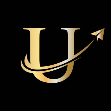 U harfi seyahat logo taşıyıcı şablonu. U harfi sembol kavramının ilk seyahat logosu