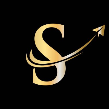 S harfi seyahat logo taşıyıcı şablonu. S harfi sembol kavramına ilk seyahat logosu